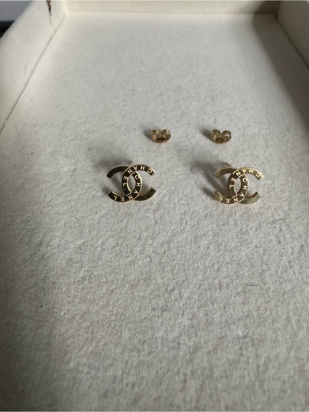 Gold tiny studs with detailed writings
